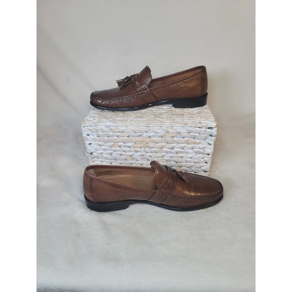 Florsheim Mens Berkley Tassel Loafers Brown Leather Slip On Dress Shoes 11 D